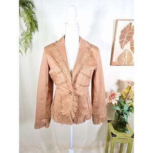 Vintage Ceres Women's Brown Embroidered Jacket Size Medium